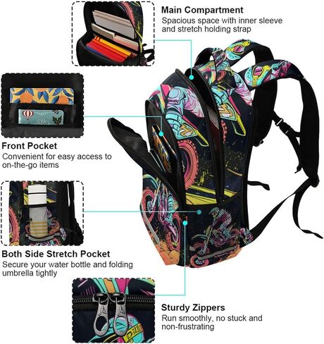 Motocross Potorcycle Race Race Backpack 3rd 4th Screen School School Cofbags Travel Labtop Daypack Bag for Boys Girls in Kuwait
