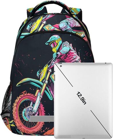 Motocross Potorcycle Race Race Backpack 3rd 4th Screen School School Cofbags Travel Labtop Daypack Bag for Boys Girls in Kuwait