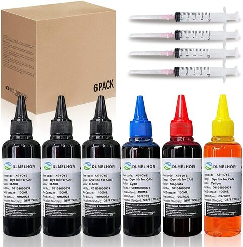مجموعة تعبئة الحبر المتوافقة مع Canon PG250 CL251 PG210 PG-260 CL-261 CL-244 Black مع 4 لون （4x100ml ， 1bk ， 1cy ， 1mg ， 1yl） و 4 محاقن in Kuwait