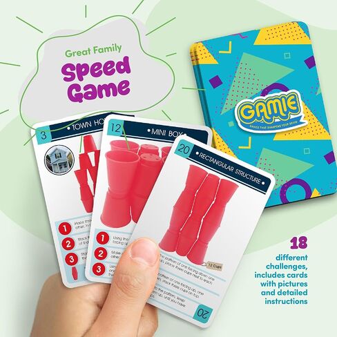 Gamie Stacking Cups Game with 18 Fun Challenges and Water Timer, 24 Stacking Cups, Indoor Recess Game for Classroom, Sturdy Plastic, Classic Family Game, Fun Gift Idea for Boys and Girls Ages 3+ Olds in Kuwait