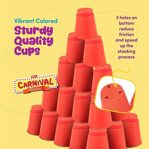 Gamie Stacking Cups Game with 18 Fun Challenges and Water Timer, 24 Stacking Cups, Indoor Recess Game for Classroom, Sturdy Plastic, Classic Family Game, Fun Gift Idea for Boys and Girls Ages 3+ Olds in Kuwait