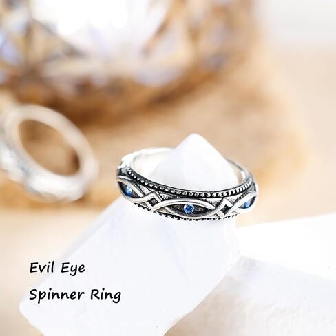 Lyttmab S925 Sterling Silver Spinner Ring للقلق نساء الرجال in Kuwait