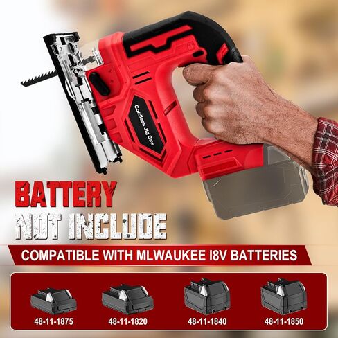 Jig Saw for Dewalt 18V/20V Max Battery, Cordless Jigsaw Tool Brushless Motor, Up To 2900 RPM, 45 Degree Beveled Cuts, LED Light for 4 Curve Cuttings, Plastic Box Include for Easy Carry (No Battery) in Kuwait