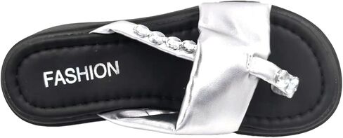 Women'S Rhinestone Chunky Platform Clip-Toe Beach Slippers Fashionable Round Toe Soft Bottom Non-Slip One-Step Outdoor Party Dating Sandals in Saudi Arabia