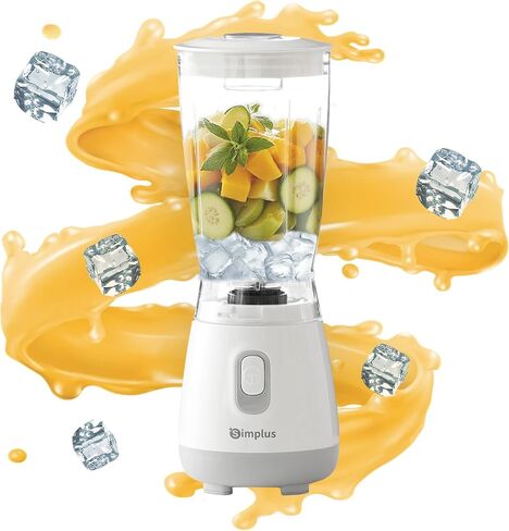 SIMPLUS Personal Blender for Kitchen, 20 Oz BPA-Free Travel Portable Blender Cup for Shakes and Smoothies, Protein Drinks, Baby Food, 300 Watts Blender & Food Processor, Stainless Steel Cutter, White in Saudi Arabia