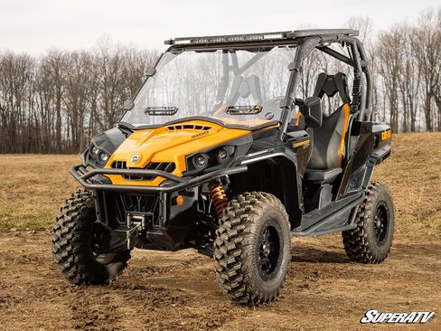 SuperATV Vented Full Windshield for a 2011-2020 Can-Am Commander | Adjustable Airflow Vents | 1/4" Polycarbonate Construction | Hard Coating for Durability | Includes Pre-installed Bulb Seal in Saudi Arabia