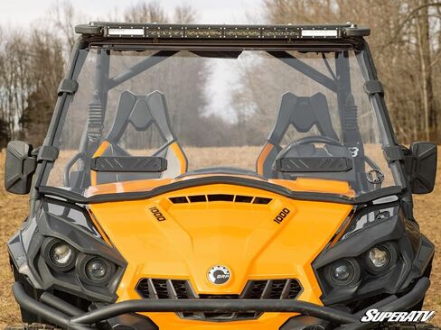 SuperATV Vented Full Windshield for a 2011-2020 Can-Am Commander | Adjustable Airflow Vents | 1/4" Polycarbonate Construction | Hard Coating for Durability | Includes Pre-installed Bulb Seal in Saudi Arabia
