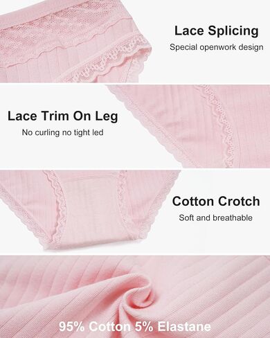 LEVAO Womens Underwear Cotton Bikini Panties Lace Cut Out Stretch Cheeky Ladies Briefs 6 Pack S-XL in Saudi Arabia