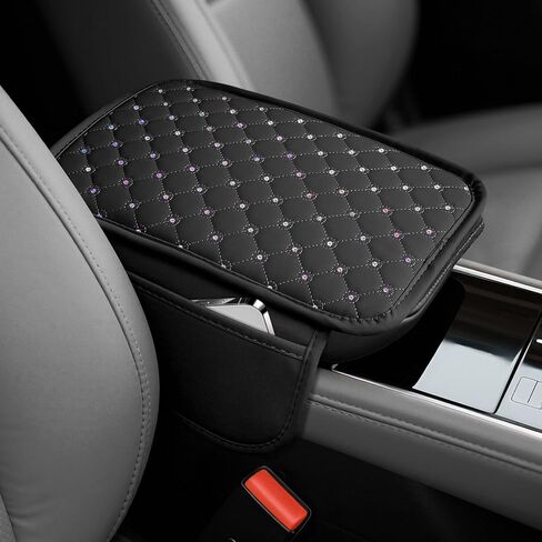 SINGARO Bling Center Console Arm Rest Cover for Car, Middle Console Armrest Storage Box Cover, Interior Bling Car Accessories for Women and Man Gifts Interior Sets (Black) in Saudi Arabia