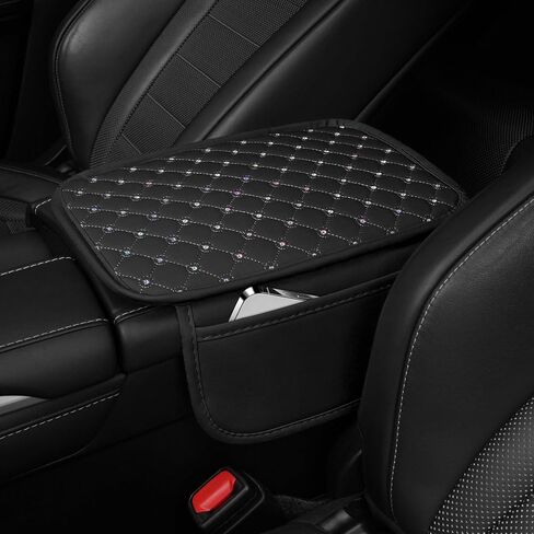 SINGARO Bling Center Console Arm Rest Cover for Car, Middle Console Armrest Storage Box Cover, Interior Bling Car Accessories for Women and Man Gifts Interior Sets (Black) in Saudi Arabia