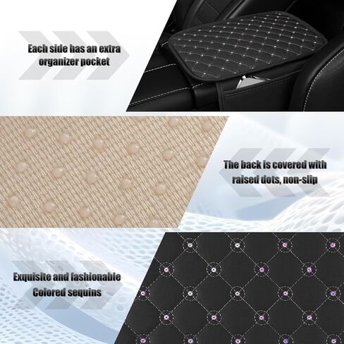 SINGARO Bling Center Console Arm Rest Cover for Car, Middle Console Armrest Storage Box Cover, Interior Bling Car Accessories for Women and Man Gifts Interior Sets (Black) in Saudi Arabia