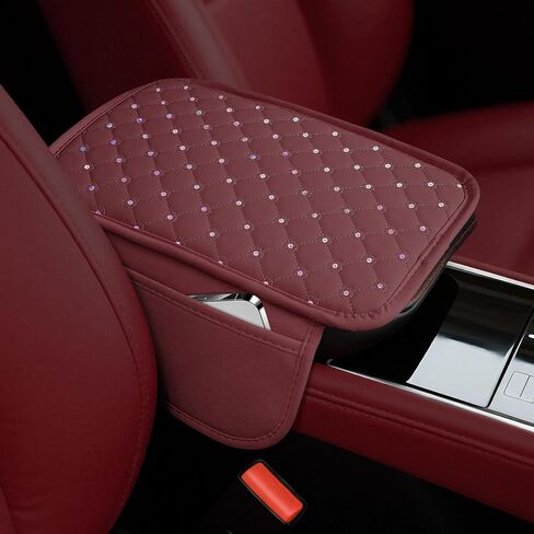 SINGARO Bling Center Console Arm Rest Cover for Car, Middle Console Armrest Storage Box Cover, Interior Bling Car Accessories for Women and Man Gifts Interior Sets (Black) in Saudi Arabia