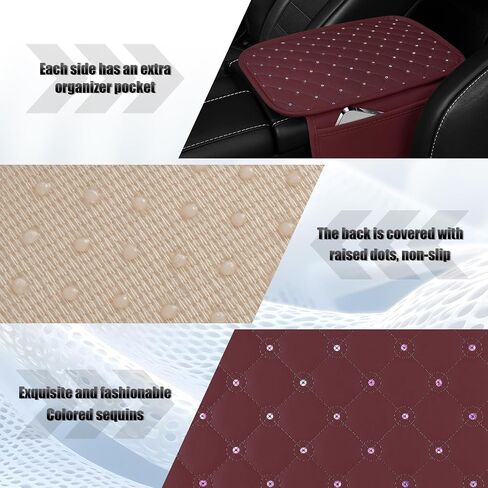 SINGARO Bling Center Console Arm Rest Cover for Car, Middle Console Armrest Storage Box Cover, Interior Bling Car Accessories for Women and Man Gifts Interior Sets (Black) in Saudi Arabia