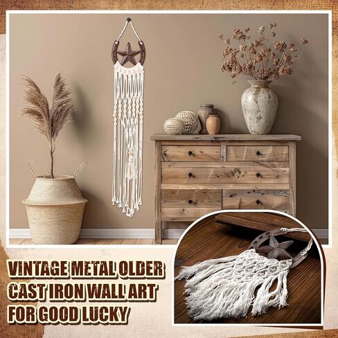 Blulu 6 Pcs Cast Iron Horseshoe with Star Wall Decor Vintage Metal Older Cast Iron Wall Art for Good Lucky Durable Medium Horseshoe for Indoor or Outdoor in Saudi Arabia