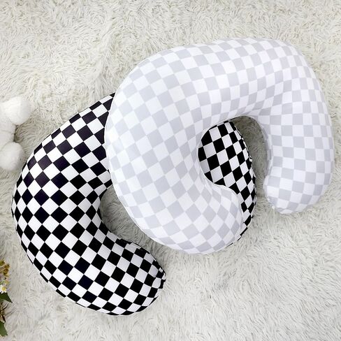 DILIMI 2 Pack Nursing Pillow Cover, Stretchy Removable Case for Breastfeeding Pillows, Ultra Soft Comfortable Slipcover for Baby Girl and Boy, Green and Brown Checkered in Kuwait
