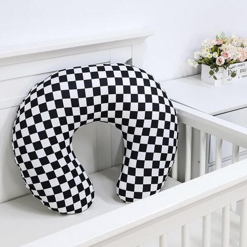 DILIMI 2 Pack Nursing Pillow Cover, Stretchy Removable Case for Breastfeeding Pillows, Ultra Soft Comfortable Slipcover for Baby Girl and Boy, Green and Brown Checkered in Kuwait