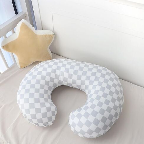 DILIMI 2 Pack Nursing Pillow Cover, Stretchy Removable Case for Breastfeeding Pillows, Ultra Soft Comfortable Slipcover for Baby Girl and Boy, Green and Brown Checkered in Kuwait
