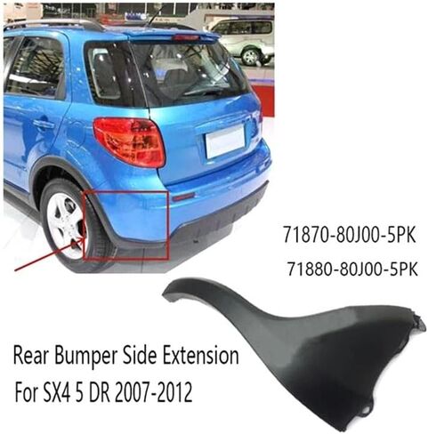 Rear Bumper Side Extension For Suzuki SX4 5 DR 2007-2012 Replacement Accessories(Black-Right) in Saudi Arabia
