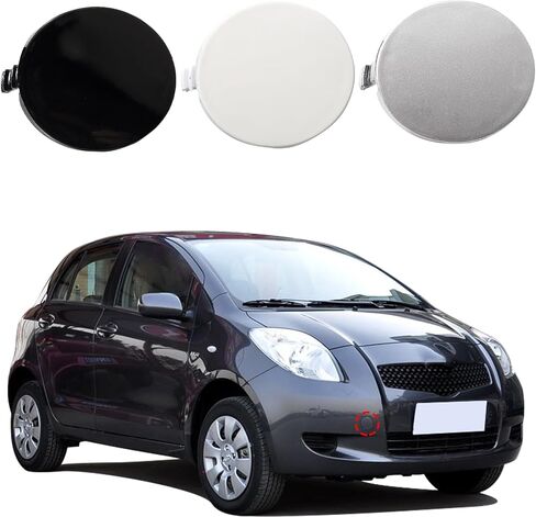 Car Front Bumper Tow Hook Cover Cap Towing Eye Fit for Toyota Yaris 4Door Sedan 2006 2007 2008 Towing Eye Cap Trailer Cover 52127-0D908(Silver,Right Passenger Side) in Saudi Arabia