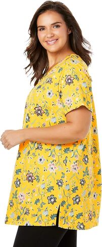 امرأة ضمن حجم زائد الحجم مثالي مطبوع قصير الأكمام in Kuwait