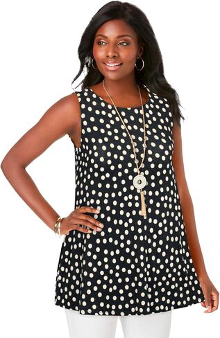 Jessica London Women's Plus Size Stretch Knit Sleeveless Swing Tunic in Saudi Arabia