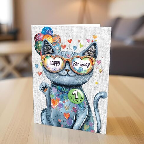 Stuff4 10th Birthday Card Girl - Purrfect Cat Balloons - Cat Birthday Card for 10 Year Old Girl, Age 10 Girls Birthday Cards Tenth Birthday Card, 5.7 x 5.7 Inch Cats Greeting Card in Kuwait