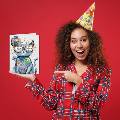 Stuff4 10th Birthday Card Girl - Purrfect Cat Balloons - Cat Birthday Card for 10 Year Old Girl, Age 10 Girls Birthday Cards Tenth Birthday Card, 5.7 x 5.7 Inch Cats Greeting Card in Kuwait