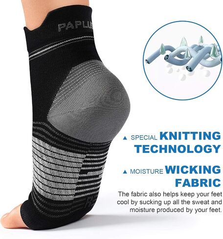 Plantar Fasciitis Sock (6 Pairs) for Men and Women, Compression Foot Sleeves with Arch and Ankle Support (Black, Large) in Saudi Arabia