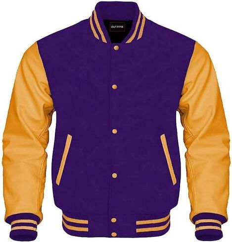 Mount Helicon Mens Green Genuine Wool blend and Leather Sleeves Light Weight Varsity Jacket Letterman Rib Knitting Bomber in Saudi Arabia
