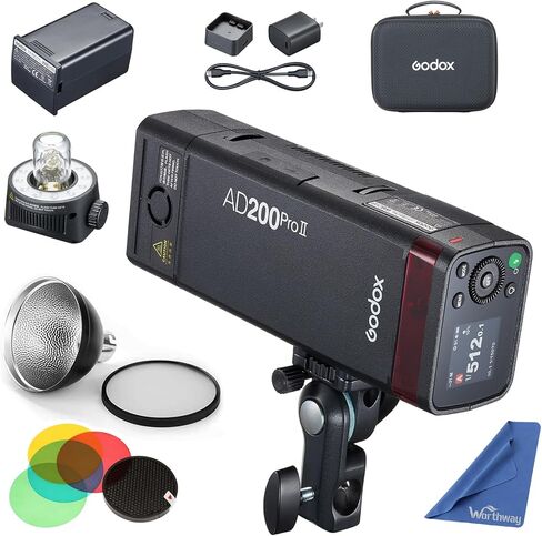 GODOX AD200 Pro II Flash with AD-S2 Standard Reflector Diffuser and AD-S11 Flash Speedlite Accessories Compatible with Canon Nikon Sony Fuji Olympus Panasonic Pentax Camera(GODOX AD200Pro Upgraded) in Saudi Arabia
