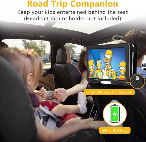 16.9'' Portable DVD Player with 14.1" HD Large Swivel Screen, DVD Player Portable with Screen Buttons for Easy Control, 6 Hrs Battery, Car Charger, Region Free, Support USB/SD Card, Black in Kuwait