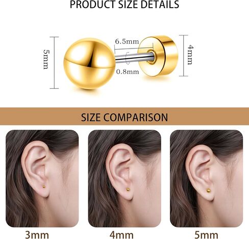 أقراط لسيمريكسيا برغي الظهر ذات التيتانيوم أقراط للنساء ، Hypoallergenic G23 التيتانيوم النقي للنساء آذان حساسة للرجال ، وداب الظهر اللولب من الغضروف in Kuwait