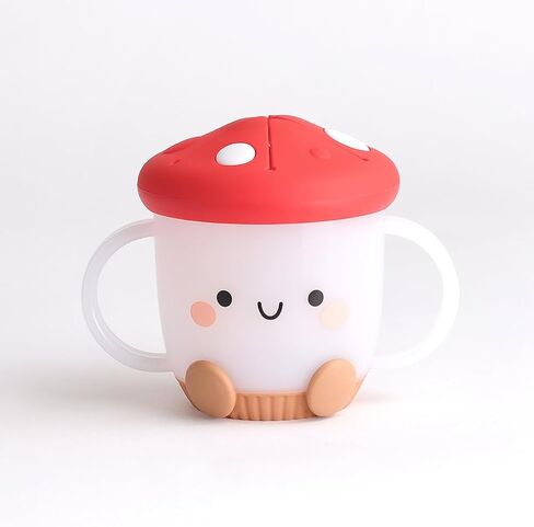 Itzy Ritzy Toddler Snack Cup - Spill-Proof Snack Cup for Toddlers with Soft Silicone Lid for Easy Food Access - Easy-To-Hold Kids Snack Container With Handles - Ideal for 12 months & Up (Strawberry) in Kuwait