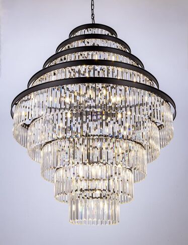 Wellmet Smoke Gray Luxury 7-Tier Chandelier - Large Black Crystal Chandelier for Living, Dining, Porch, Entryway, Hallway, Restaurant - 31''W in Kuwait