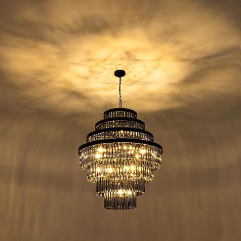 Wellmet Smoke Gray Luxury 7-Tier Chandelier - Large Black Crystal Chandelier for Living, Dining, Porch, Entryway, Hallway, Restaurant - 31''W in Kuwait