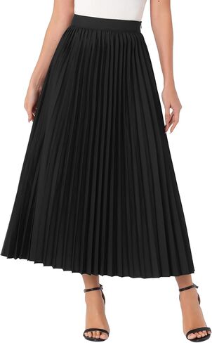 Allegra K Women's Elastic High Waisted Work Casual Flowy Long Pleated Maxi Skirts in Saudi Arabia