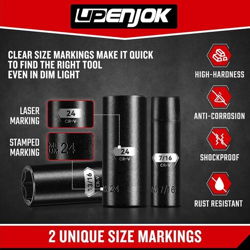 1/2 "محرك أقراص Deep Impact Socket ، 29 قطعة قياسية 6 نقاط SAE (3/8" - 1 ") والمقياس (10 مم - 24 مم) ، الصلب الفاناديوم Chrome ، مع قضبان تمديد التأثير ومحول المقبس in Kuwait