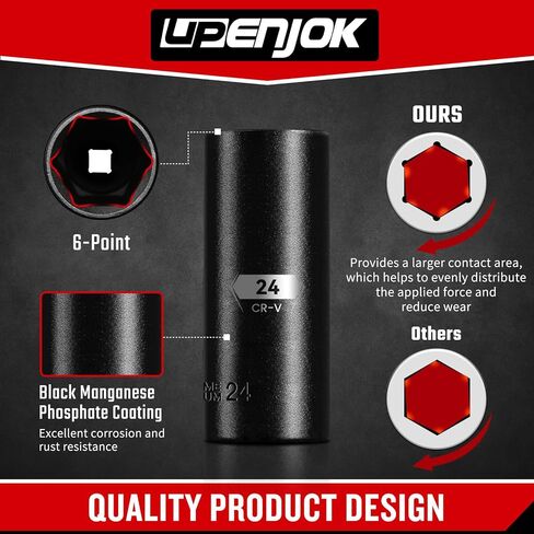 1/2 "محرك أقراص Deep Impact Socket ، 29 قطعة قياسية 6 نقاط SAE (3/8" - 1 ") والمقياس (10 مم - 24 مم) ، الصلب الفاناديوم Chrome ، مع قضبان تمديد التأثير ومحول المقبس in Kuwait