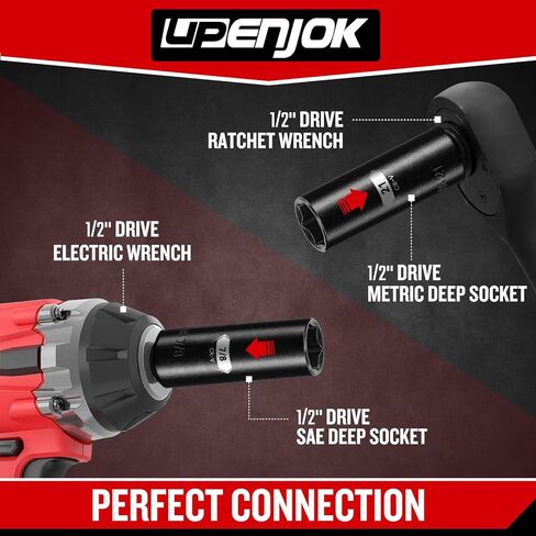 1/2 "محرك أقراص Deep Impact Socket ، 29 قطعة قياسية 6 نقاط SAE (3/8" - 1 ") والمقياس (10 مم - 24 مم) ، الصلب الفاناديوم Chrome ، مع قضبان تمديد التأثير ومحول المقبس in Kuwait