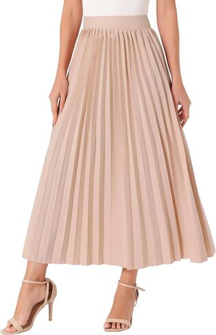 Allegra K Women's Elastic High Waisted Work Casual Flowy Long Pleated Maxi Skirts in Saudi Arabia