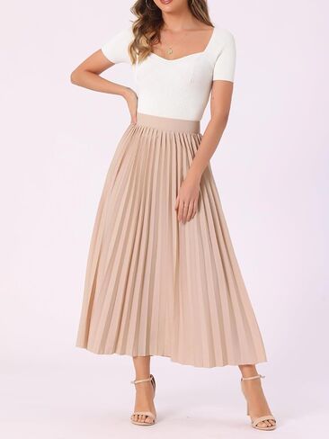 Allegra K Women's Elastic High Waisted Work Casual Flowy Long Pleated Maxi Skirts in Saudi Arabia