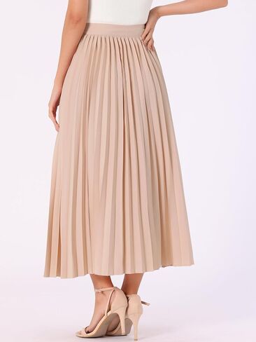Allegra K Women's Elastic High Waisted Work Casual Flowy Long Pleated Maxi Skirts in Saudi Arabia