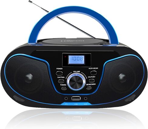 LONPOO Stereo CD Boombox Portable Bluetooth Digital Tuner FM Radio CD Player with USB Playback,Bluetooth-in,AUX Input and 3.5mm Earphone Output & Music Sound System in Kuwait