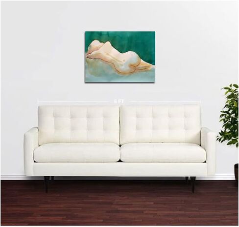 Female Nude Drawing large original mixed media reclined nude woman from back in Saudi Arabia