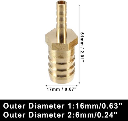 X AUTOHAUX 2 Pcs 8mm - 5mm Straight Shaped Hose Barb Straight Barbed Tube Pipe Fitting Brass Hose Fitting Connector in Saudi Arabia