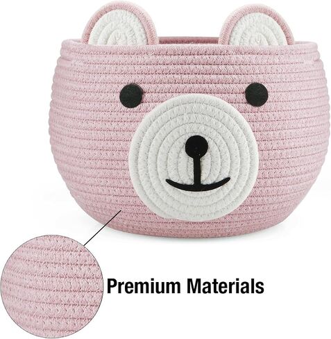 PandaEar Cotton Rope Baby Basket, Baby Gift Basket Nursery Laundry Organizer with Cute Bear Design for Storage Infant Newborn Essentials, Diaper Caddy Basket with Handle in Kuwait