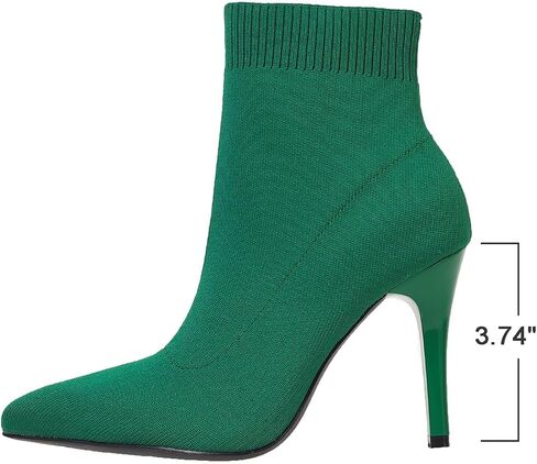 Ankle Boots for Women Stiletto Heels Pointed Toe Sock Booties Comfortable Dressy Stretchy Short Boot, US Size 6-12 in Kuwait