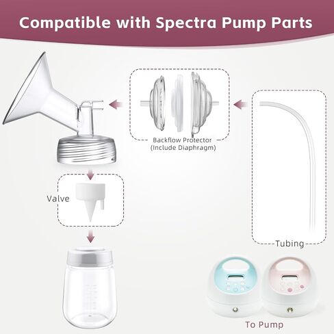 أجزاء مضخة 24 مم متوافقة مع Spectra S1 S2 9 Plus، أجزاء مضخة بديلة غير أصلية من Spectra، تتضمن المجموعة الكاملة شفة 24 مم، وصمام منقار البط، وواقي التدفق الخلفي، وأنابيب وزجاجة in Kuwait