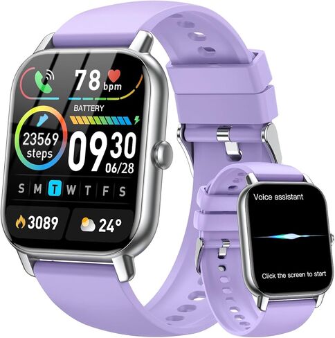 الساعات الذكية للرجال- الإجابة/إجراء مكالمة ، IP68 Litning Step Step Sleep Tracker Watch مع ساعة مراقبة النشاط الذكي لـ Andriod iPhone iOS متوافق (Black ، 1.82) in Kuwait