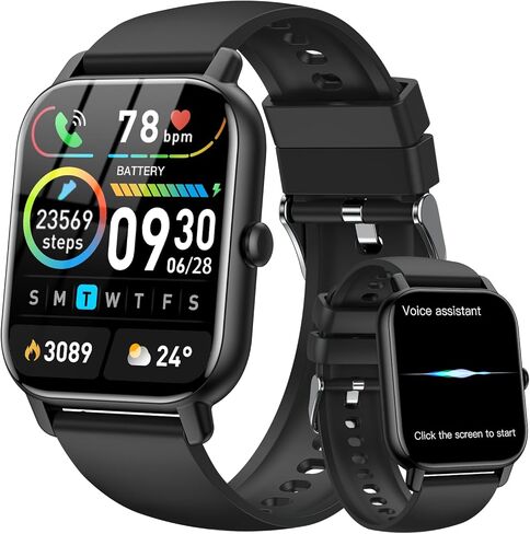 Smart Watches for Men Women(Answer/Make Call), 1.85 inch HD Fitness Tracker Watch with Activity Counter/Sleep Monitor/ 110+ Sports Modes, IP68 Waterproof Smart Watch for Andriod iPhone iOS Compatible in Saudi Arabia